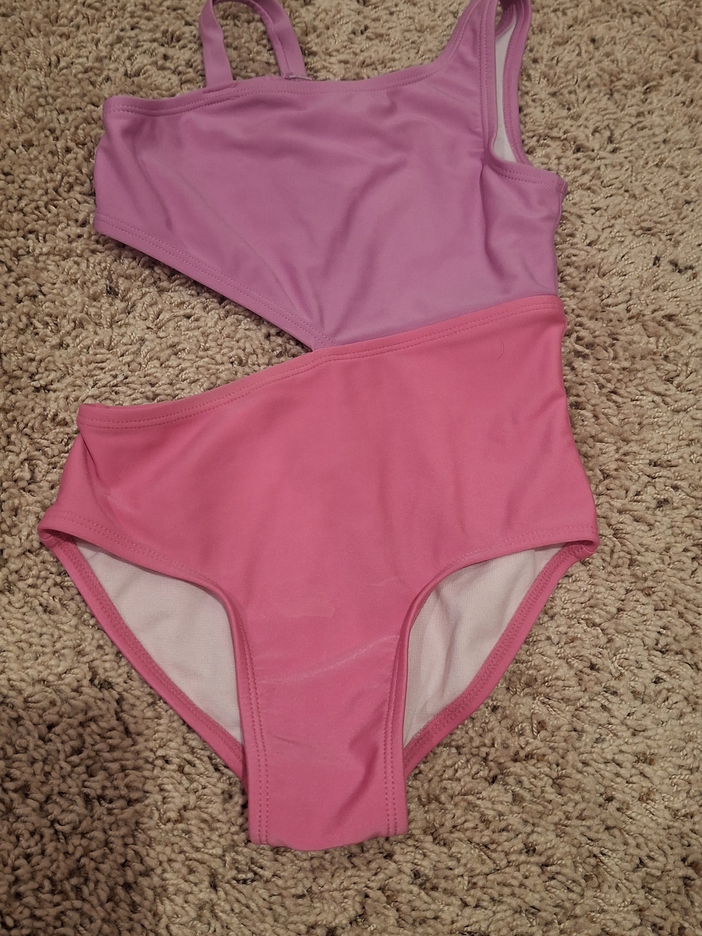 Cat & Jack Pink and Lavender Cutout One-Piece Swimsuit